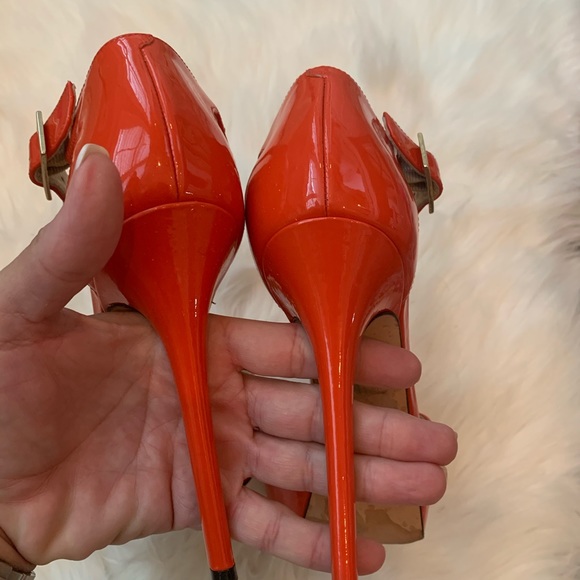 Jimmy Choo tangerine t-strap heel size 7.5/37.5 - Picture 5 of 7